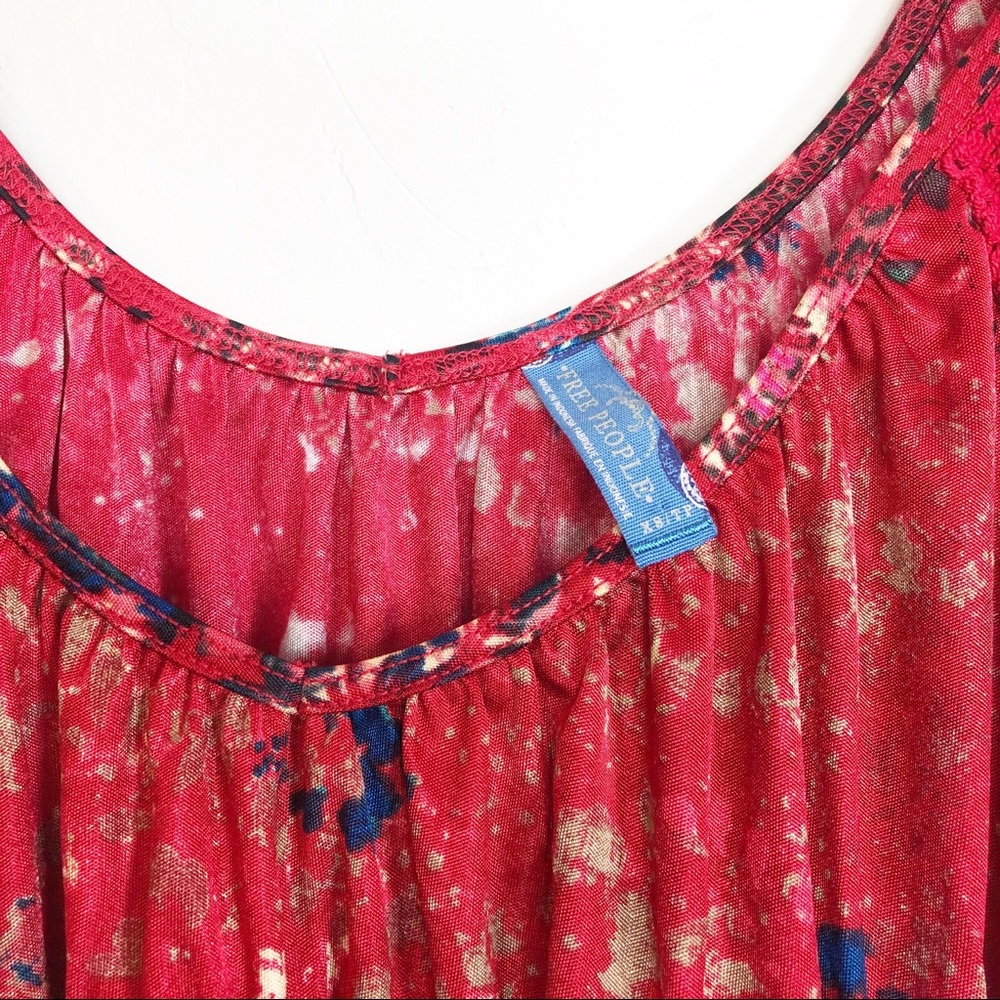 Free people blouse top floral  red xs - Picture 4 of 4